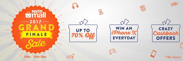 India Desire : Paytmmall Grand Finale Sale 2017: Get Upto 70% Off + Crazy Cashback On Various Products [13th-15th Dec]